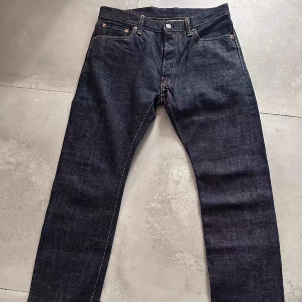 Pure blue Japan xx-013 slim tapered raw selvedge jeans slubby made in Japan 14oz